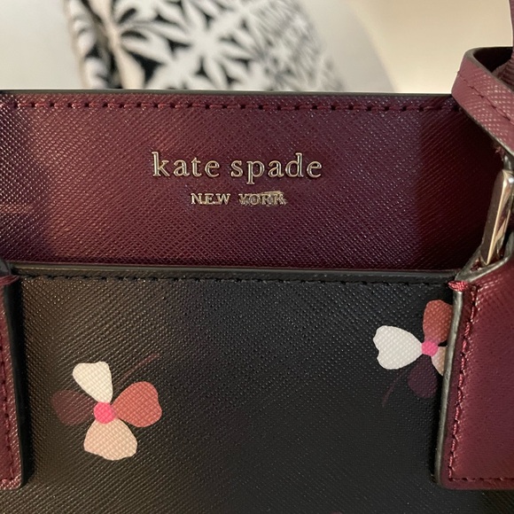 Kate Spade Black and Burgundy Floral Handbag - Picture 2 of 12